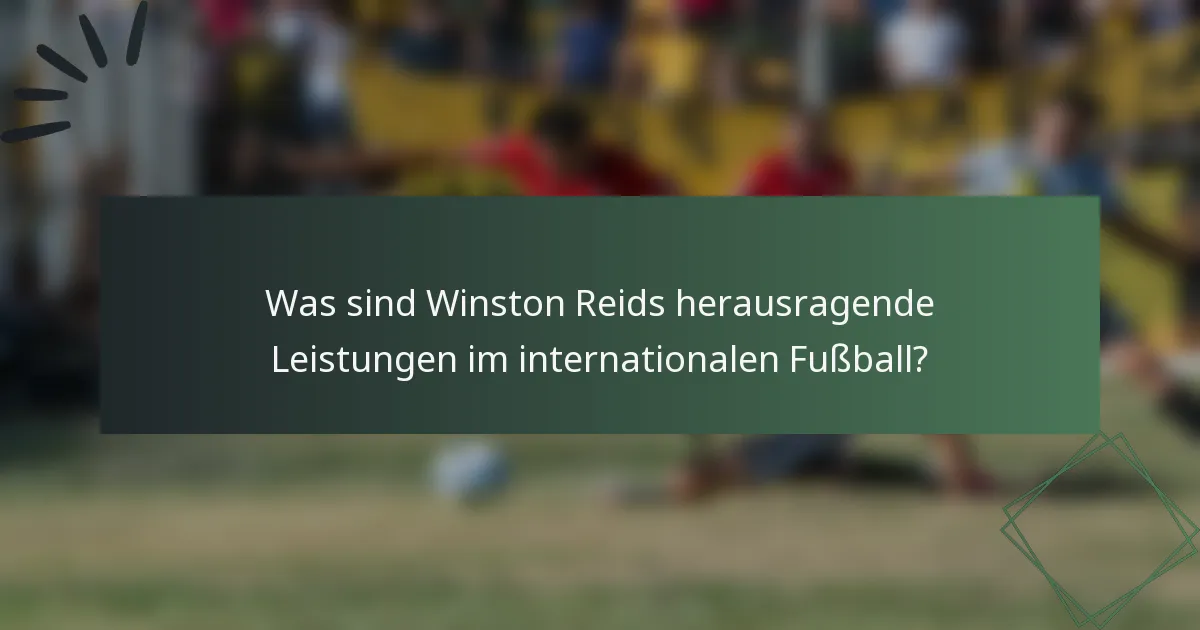 Was sind Winston Reids herausragende Leistungen im internationalen Fußball?